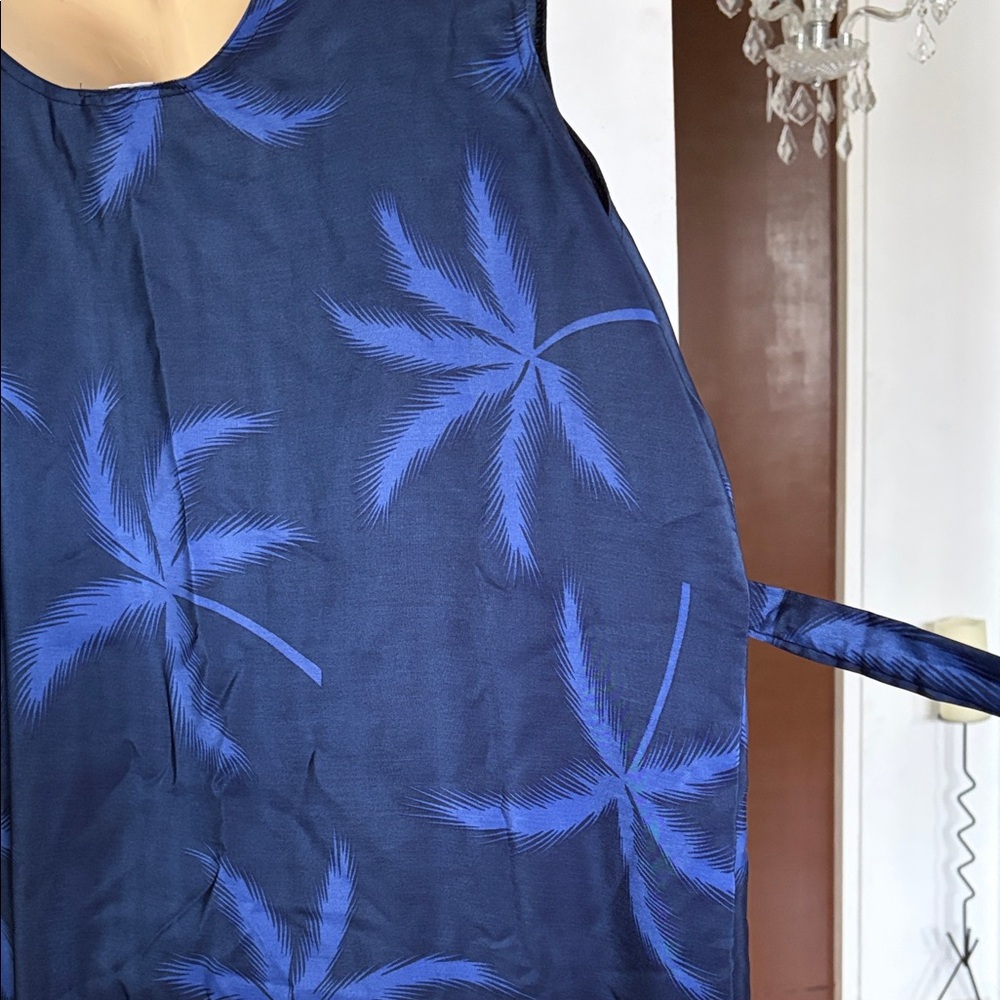 Navy Palm Tree Print Maxi Dress - Picture 8 of 8